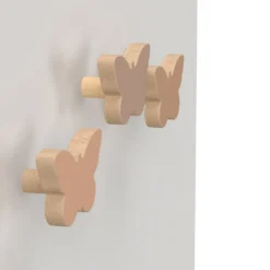 Wooden Butterfly Hooks, 3-pack - FSC 100% -Baby Supply Store 1508 Wooden Butterfly Hooks 22 Rose Mix 1