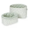 Quilted Storage Basket - Set Of Two - OCS Green Leaves -Baby Supply Store 1653 QUILTEDSTORAGEBASKETS P76