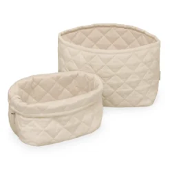 Quilted Storage Basket, Set Of Two - OCS - Praline