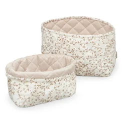 Quilted Storage Basket, Set Of Two - OCS Lierre/Almond