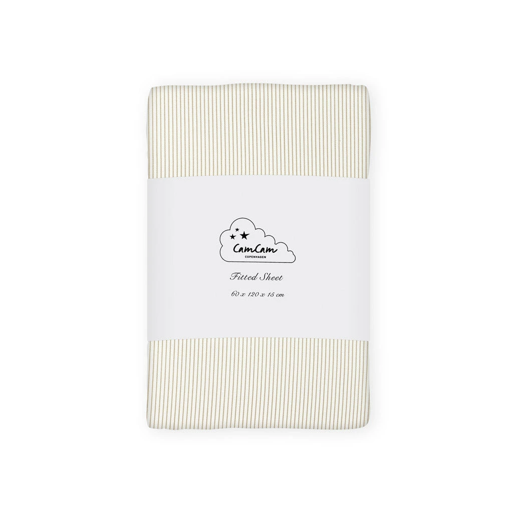 Sheet, Fitted, 60x120x15cm - GOTS Classic Stripes Camel 3 Sheet, Fitted, 60x120x15cm - GOTS Classic Stripes Camel