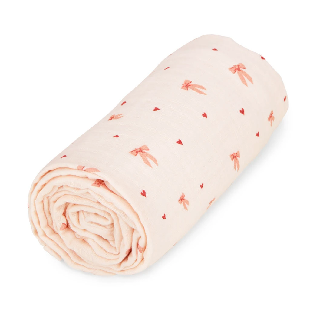 Muslin Baby Blanket - GOTS - Bows 3 Muslin Baby Blanket - GOTS - Bows