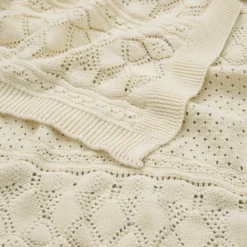 Pointelle Baby Knit Throw - GOTS - Off White -Baby Supply Store 617 Pointelle Knit Blanket 21 Off White 01