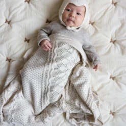 Pointelle Baby Knit Throw - GOTS - Off White -Baby Supply Store 617 Pointelle Knit Blanket 21 Off White 10