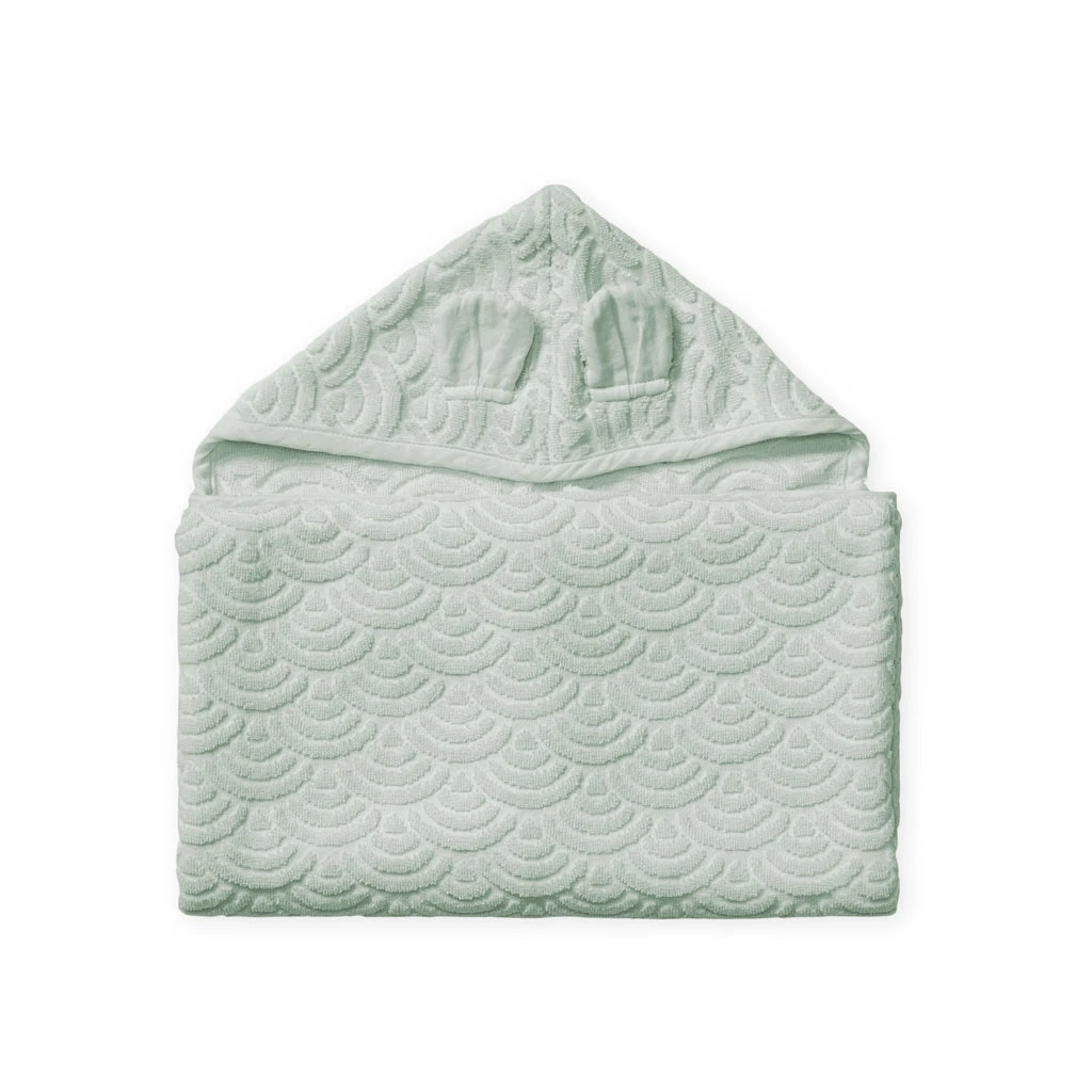 Towel, Junior, Hooded W/ Ears - GOTS Dusty Green 3 Towel, Junior, Hooded W/ Ears - GOTS Dusty Green