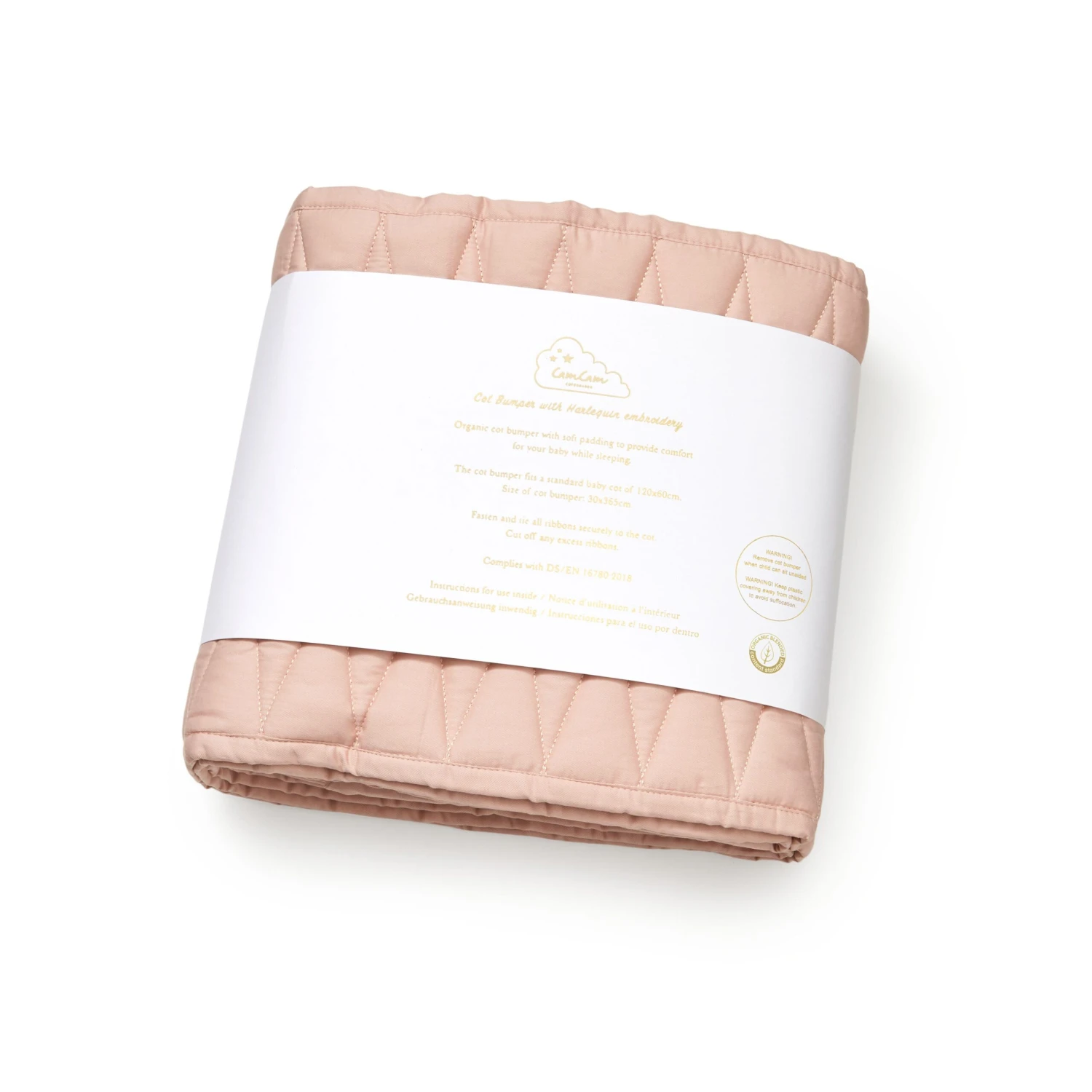 Cot Bumper W/ Harlequin Embroidery - OCS Blossom Pink 4 Cot Bumper W/ Harlequin Embroidery - OCS Blossom Pink - Image 2