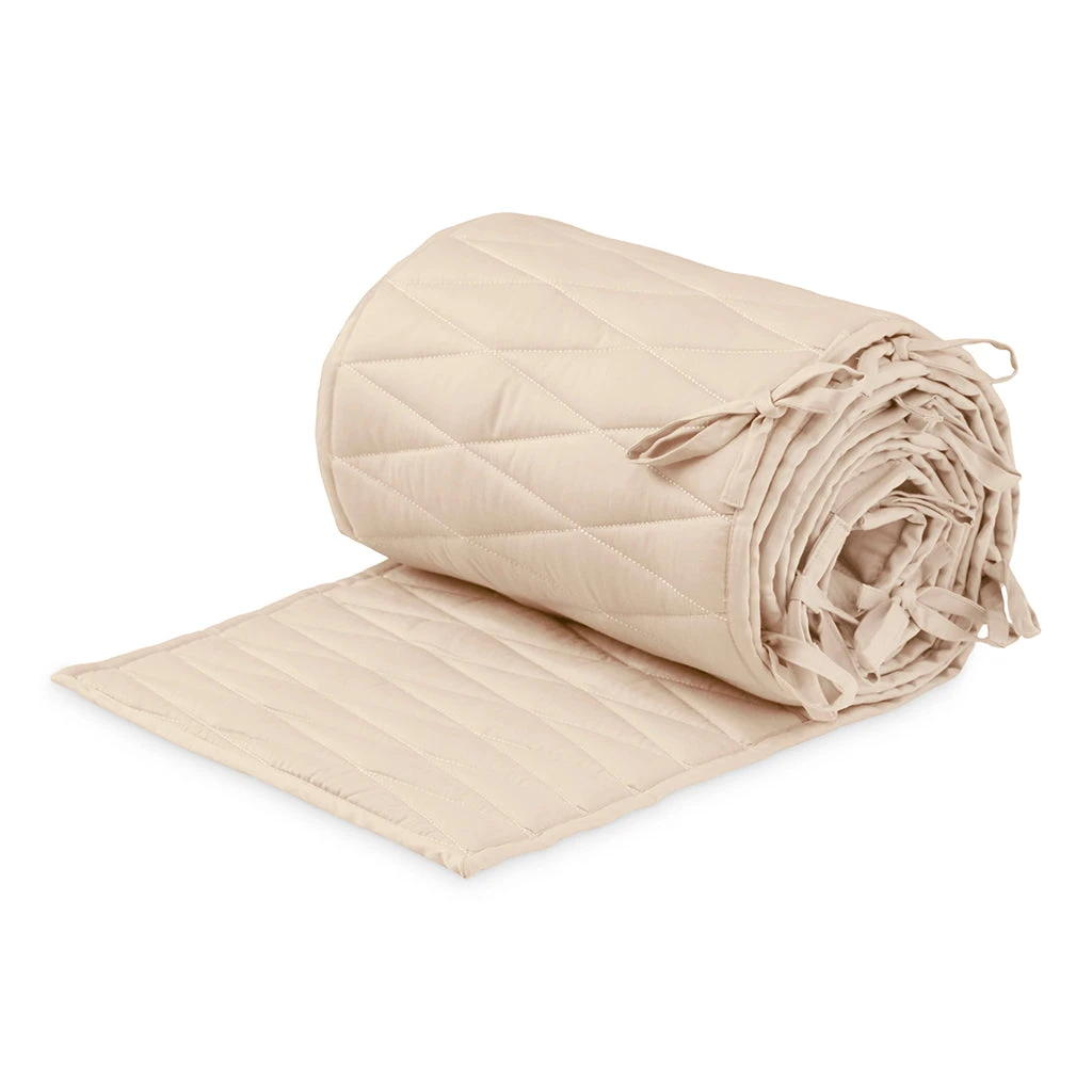 Cot Bumper W/ Harlequin Embroidery - OCS Almond 3 Cot Bumper W/ Harlequin Embroidery - OCS Almond