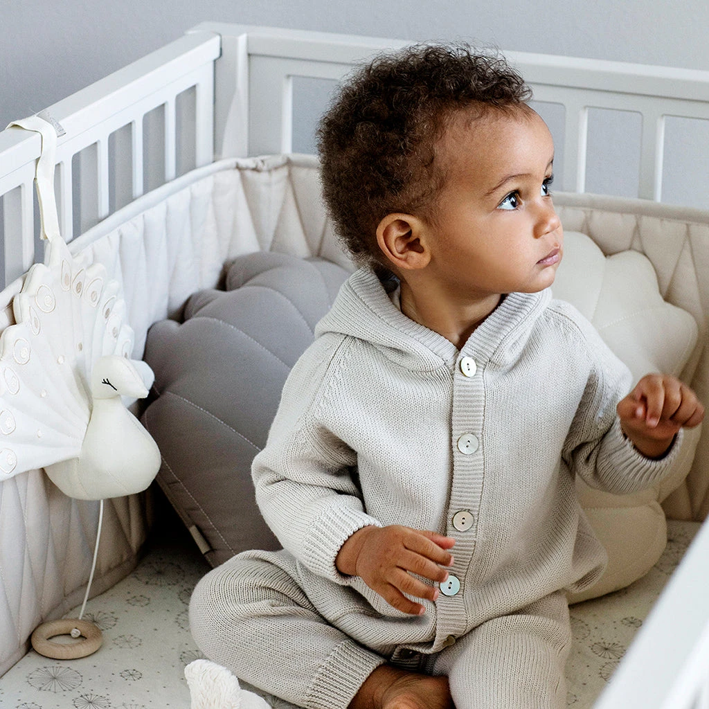 Cot Bumper W/ Harlequin Embroidery - OCS Almond 4 Cot Bumper W/ Harlequin Embroidery - OCS Almond - Image 2